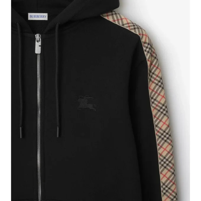 Hoodie mit Reißverschluss und Karomuster aus Baumwolle
