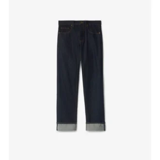 Jeans mit geradem Bein und Umschlag