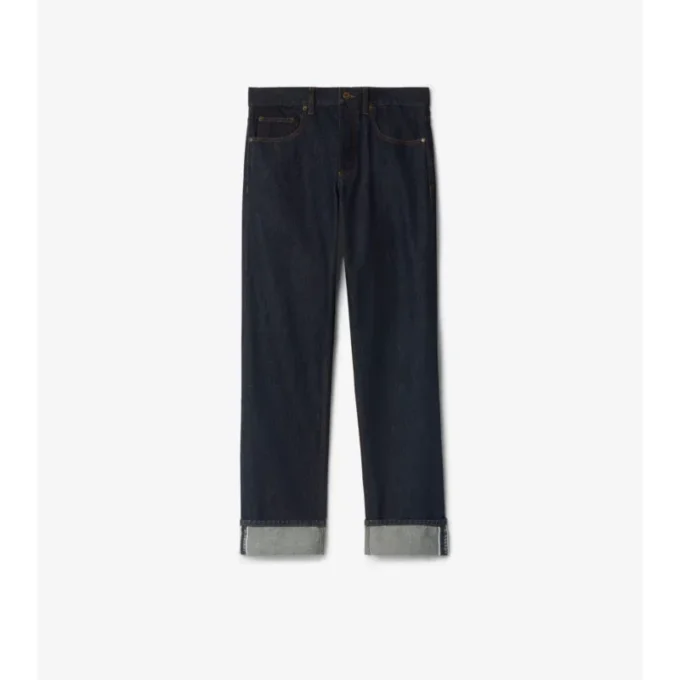 Jeans mit geradem Bein und Umschlag