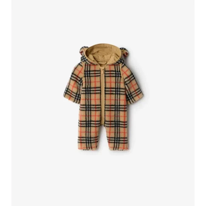 Jumpsuit mit Kapuze aus Fleece mit Karomuster