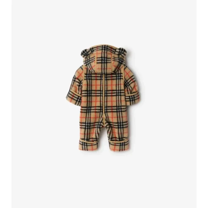 Jumpsuit mit Kapuze aus Fleece mit Karomuster