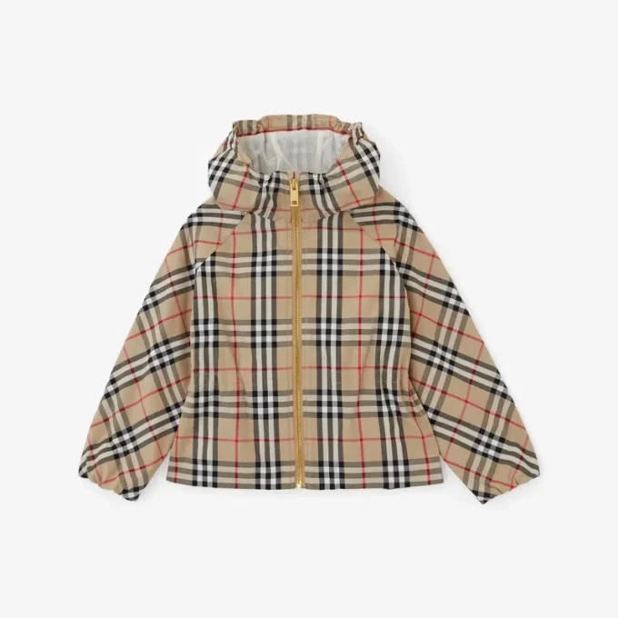 Kapuzenjacke aus Baumwolle mit Vintage Check-Muster