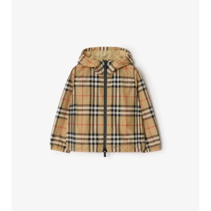 Kapuzenjacke aus Nylon mit Karomuster