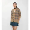 Karierte Baumwoll-Strickjacke