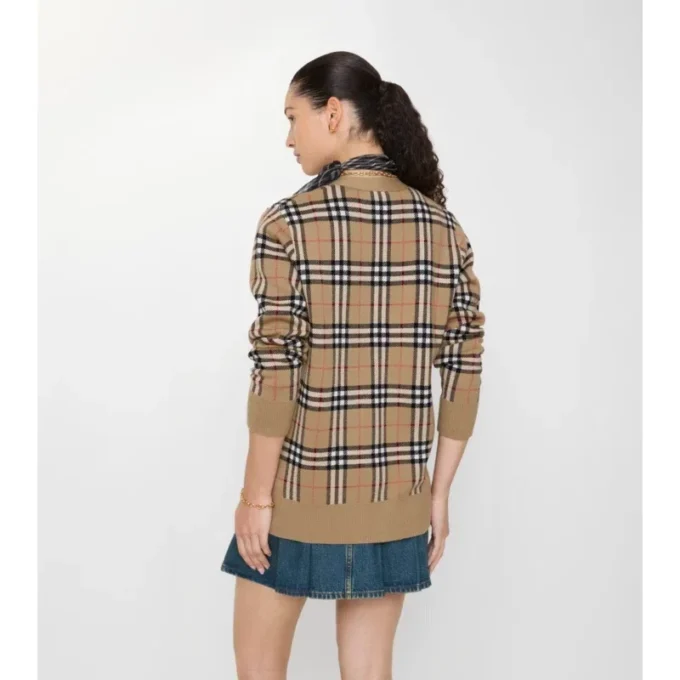Karierte Baumwoll-Strickjacke