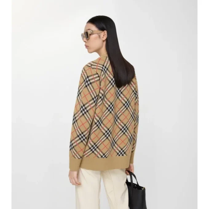 Karierte Baumwoll-Strickjacke