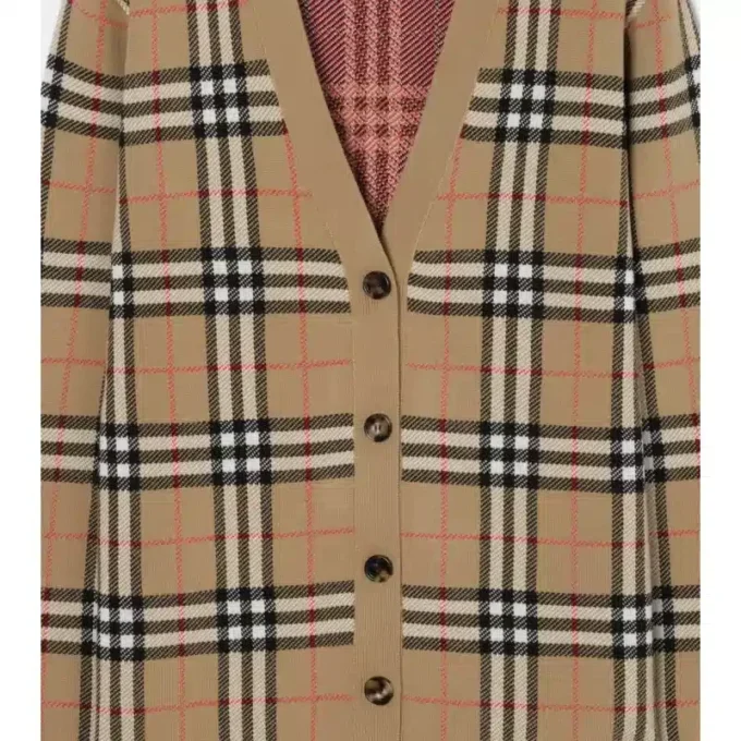 Karierte Baumwoll-Strickjacke