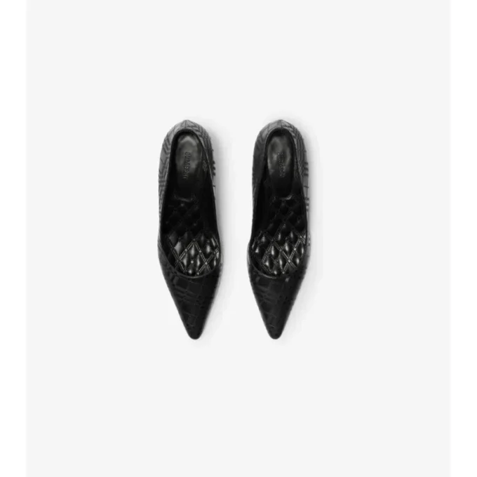 Karierte Damen-Pumps aus Leder