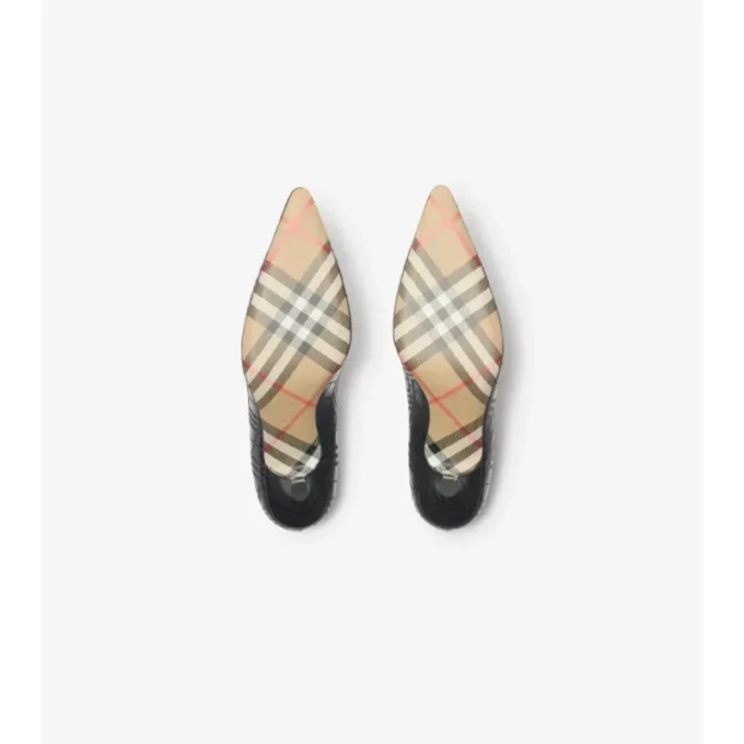 Karierte Damen-Pumps aus Leder