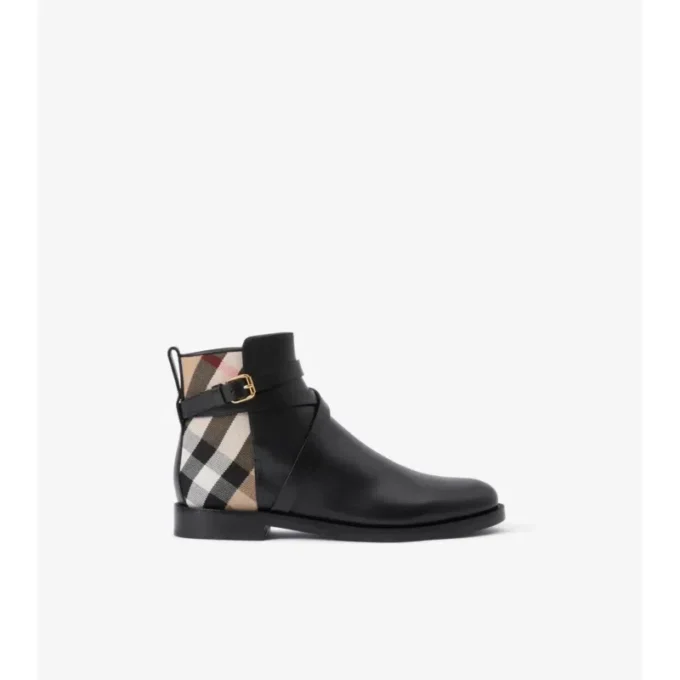 Karierte Stiefel aus Leder