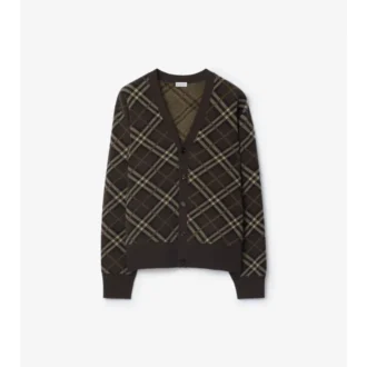 Karierte Strickjacke aus Wolle und Kaschmir