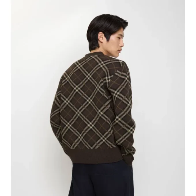 Karierte Strickjacke aus Wolle und Kaschmir