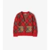 Karierte Wollstrickjacke