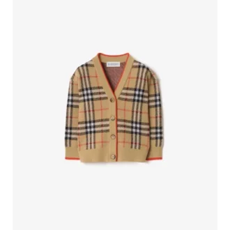 Karierte Wollstrickjacke