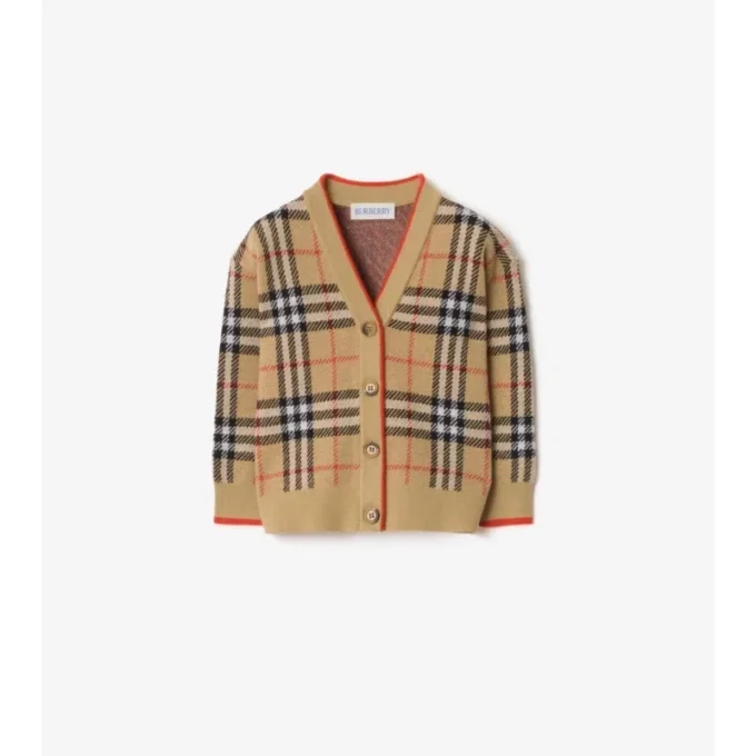 Karierte Wollstrickjacke