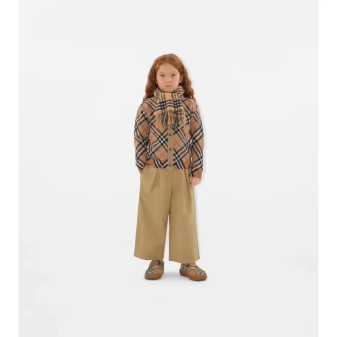 Karierte Wollstrickjacke