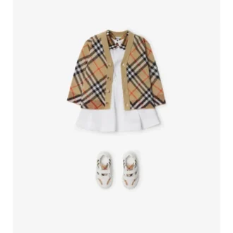 Karierte Wollstrickjacke