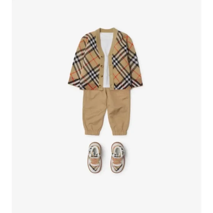 Karierte Wollstrickjacke