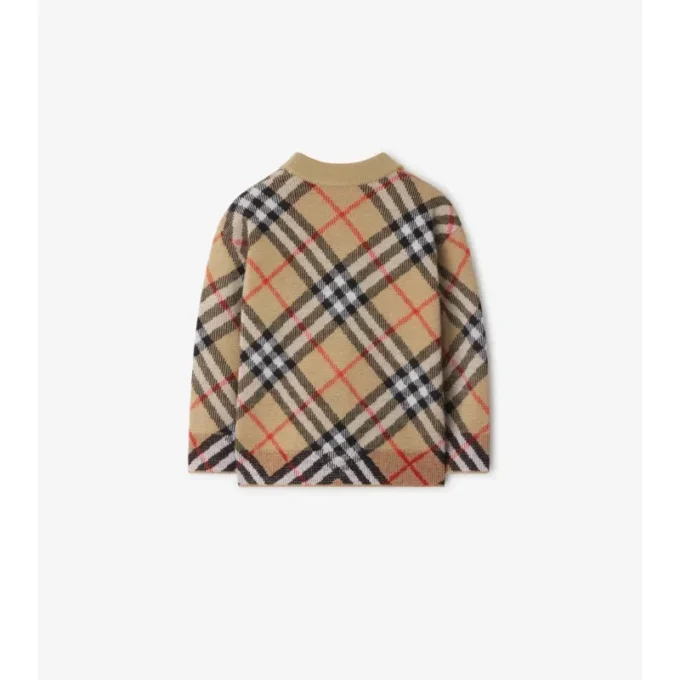 Karierte Wollstrickjacke