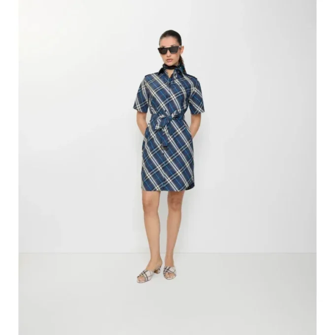 Kariertes Baumwoll-Hemd-Kleid