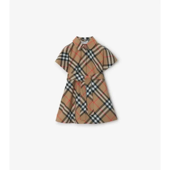 Kariertes Baumwoll-Shirt-Kleid