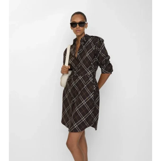 Kariertes Baumwollflanell-Hemd-Kleid