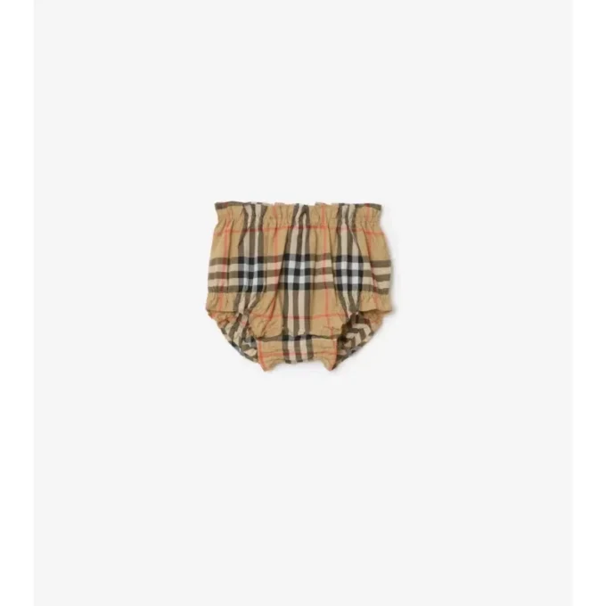 Kariertes Baumwollkleid mit Bloomers