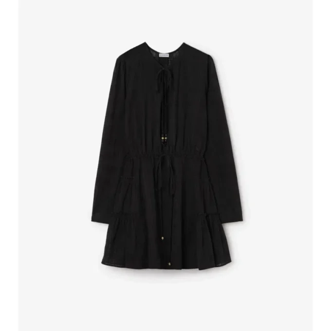 Kariertes Baumwollvoile-Kleid