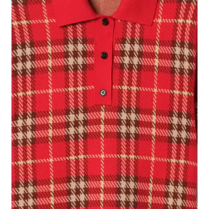 Kariertes Polo-Hemd aus Wolle und Baumwolle