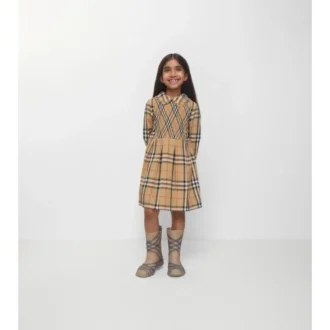 Kleid aus Baumwollpopeline mit Burberry-Karomuster