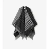 Kontrastkariertes Cape aus Woll-Kaschmir-Jacquard