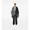 Kontrastkariertes Cape aus Woll-Kaschmir-Jacquard