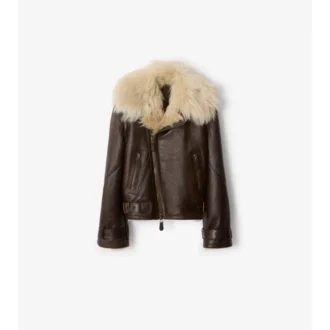 Kurze Aviator-Jacke aus Lammfell