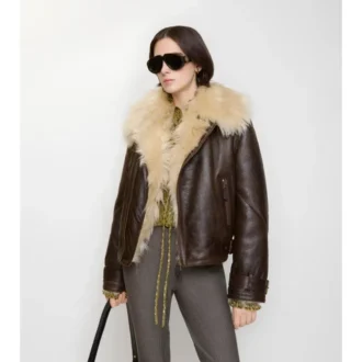 Kurze Aviator-Jacke aus Lammfell