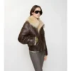 Kurze Aviator-Jacke aus Lammfell