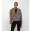 Kurze Baumwolljacke mit Karomuster