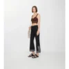 Kurze, bestickte, ausgestellte Hose aus Woll-Seide