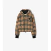 Kurze Kapuzenjacke aus Karofleece