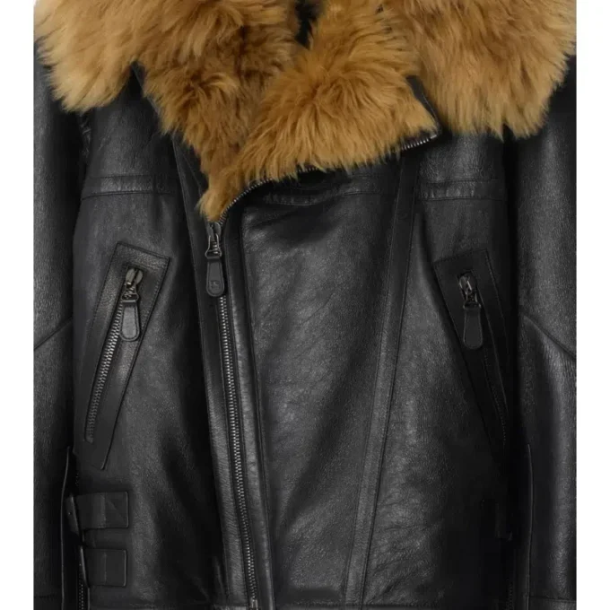 Kurze Shearling-Fliegerjacke