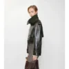 Kurze Trenchcoat-Jacke aus geprägtem Leder