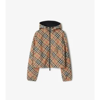 Kurze, wendbare Jacke mit Karomuster