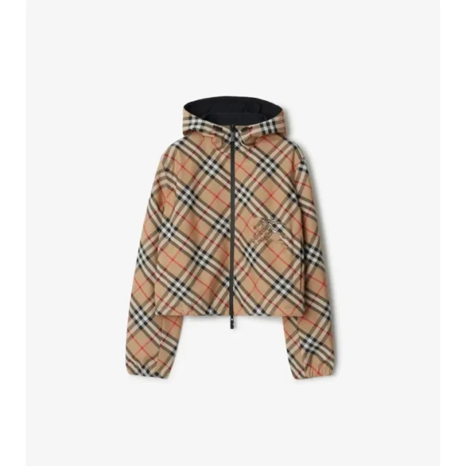 Kurze, wendbare Jacke mit Karomuster