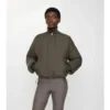 Kurze, wendbare Nylonjacke mit Gürtel und Karomuster