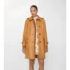 Kurzer Car Coat aus Leder mit Fransen
