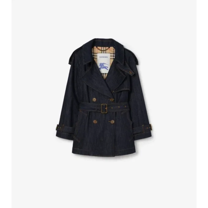 Kurzer Fitzrovia-Trench Coat aus Denim