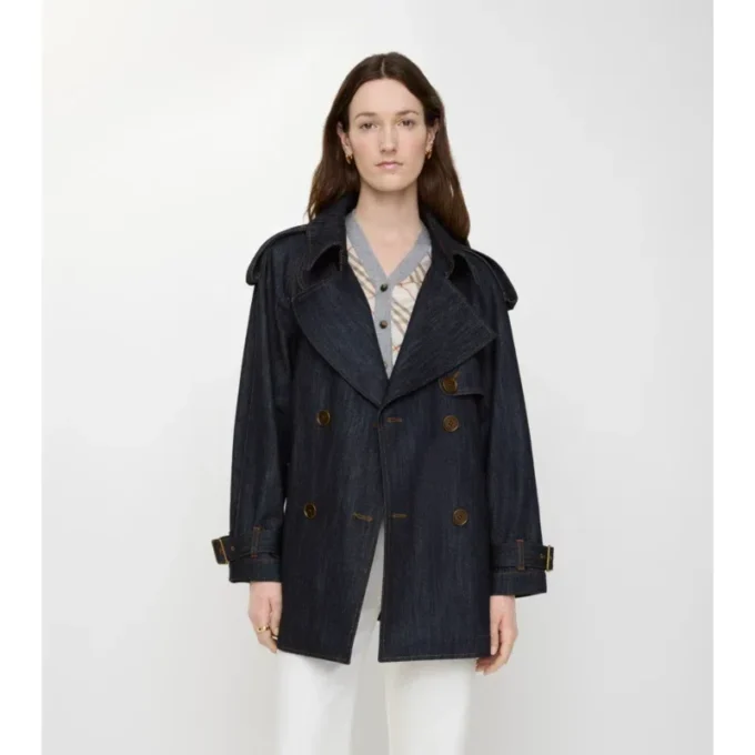 Kurzer Fitzrovia-Trench Coat aus Denim