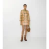 Kurzer, karierter Summerside-Trench Coat mit Raffia-Effekt