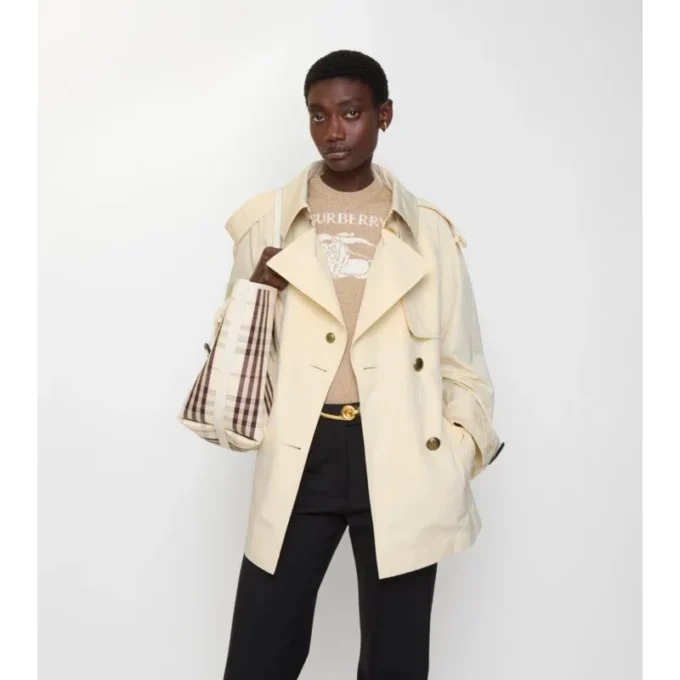 Kurzer, leichter Fitzrovia-Trench Coat aus Baumwolle