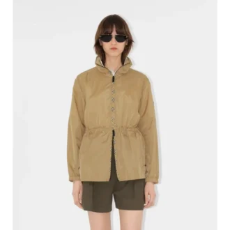 Kurzer Nylon-Parka mit Karomuster