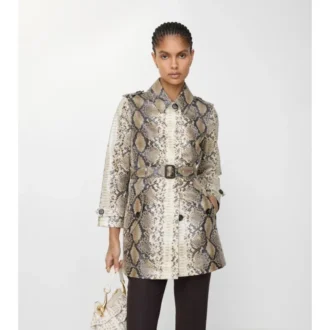 Kurzer Stonehaven-Car Coat aus beschichteter Baumwolle mit Python-Print